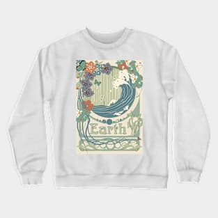 Earth - Art Nouveau Space Travel Poster Crewneck Sweatshirt